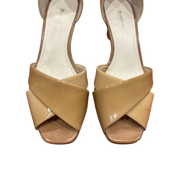 Naturalizer Womens Beige Leather Upper Open Toe Wedge Heels Sz 5M - Picture 3 of 7